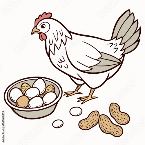 Chicken with Eggs and Peanuts bowl food
