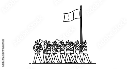 Marching Band with Flag