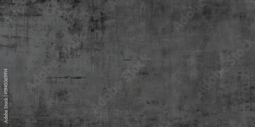 Dark grey concrete wall texture with weathered cement surface includes natural imperfections, cracks, and dark atmospheric stains for urban-style designs, architectural mockups.