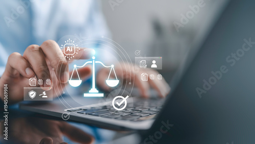 Wallpaper Mural AI ethics and governance concept. Artificial intelligence law for regulation and responsibility in AI technology. AI Regulatory Compliance Policy for Business. Torontodigital.ca