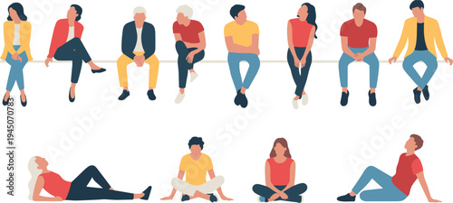 Massive Collection of Flat Vector People Illustrations Featuring Diverse Men Women and Children in Casual Business and Barbershop Styles for Architectural Renderings and Planning