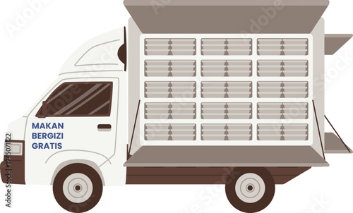 Truk logistik membawa makan bergizi gratis