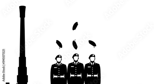 Military Salute: Soldiers and Cannon in Formation, Ceremonial Event