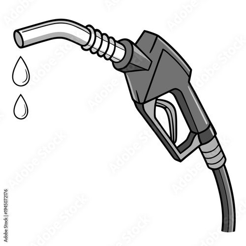 Gray gas pump nozzle with dripping fuel drops