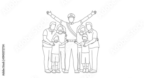 Proud Police Officer Celebrates with Family: Unity, Support, and Community Spirit