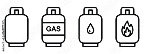 Gas Tank Icon, propane cylinder line symbol, fuel canister pictogram, petrol and LPG tank illustration, compressed methane outline, isolated vector design, energy and fuel concept.