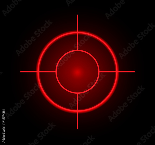 A delicate red light defines the crosshair form highlighting precision and balance.