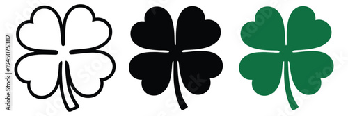 Four Leaf Clover Vector, St. Patrick’s Day shamrock illustration, lucky Irish symbol, green clover design element