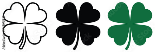 Four Leaf Clover Vector, St. Patrick’s Day shamrock illustration, lucky Irish symbol, green clover design element