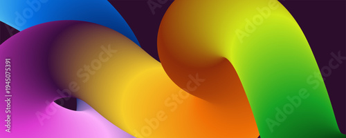 Vibrant rainbow colored abstract shapes intertwined smoothly