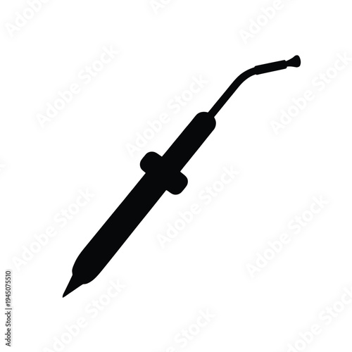 Silhouette of a soldering iron against a plain white background
