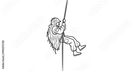 Soldier Rappelling Down Rope, Military Training, Extreme Sports, Outdoor Adventure