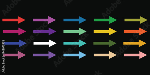 Colorful arrow icon isolated on white background.