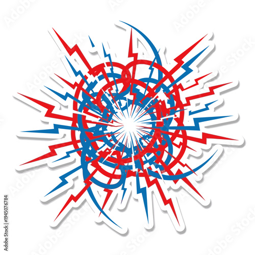 abstract red blue white explosion graphic design element