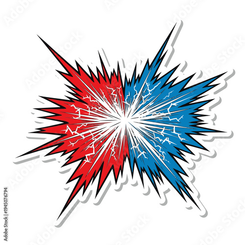 explosion burst red blue comic book style graphic element