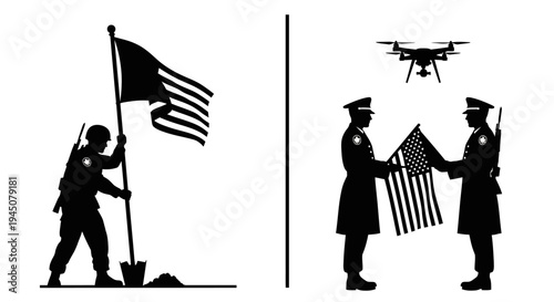 Soldier Raising Flag vs. Drone Delivering Flag: Past and Future of Military Service