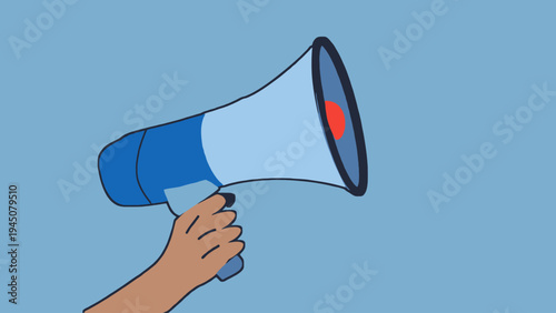 Hand Holding Megaphone Illustration for Announcement and Marketing Concept