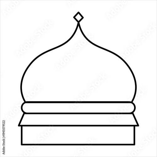 Simple line art illustration of a mosque dome with a finial and base.