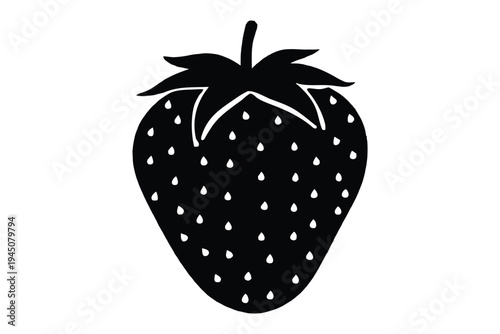 strawberry fruit silhouette vector, strawberry icon