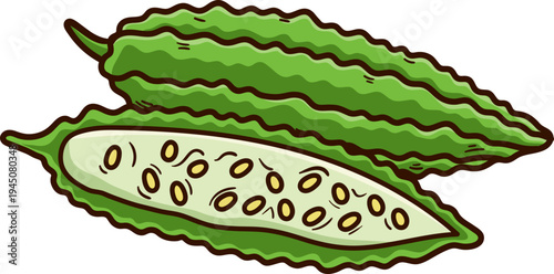 Clipart Handdrawn Sayur Pare Segar
