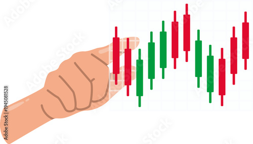 Hand Showing Stock Investment Candlestick Chart