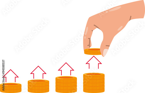 Hand Stacking Coins Showing Investment Growth Progress