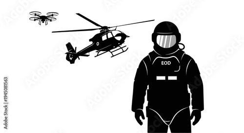 EOD Operator, Helicopter, Drone: Modern Bomb Disposal and Surveillance Team