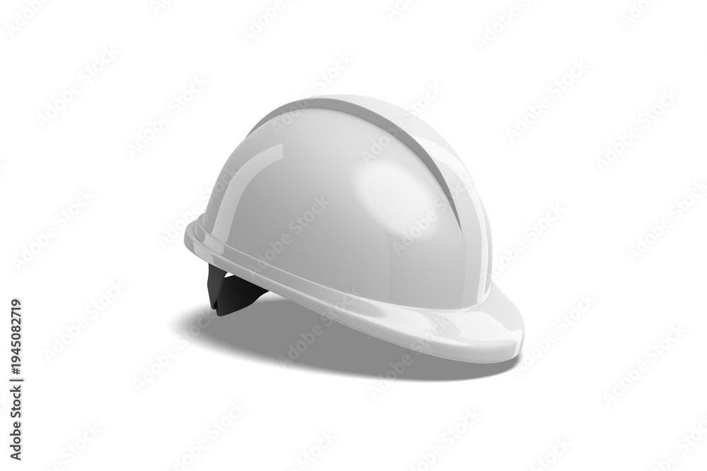 Fototapeta premium White Construction Safety Helmet Isolated on White Background, 3D Illustration