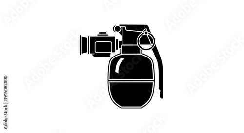 Camera Grenade Icon: Symbolizing Media Warfare, Information Overload, or Surveillance