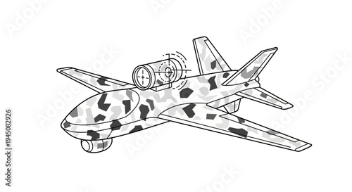 Camouflaged Drone Aircraft with Rotor and Camera