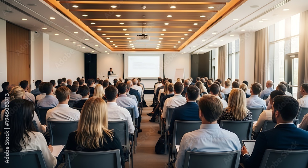Fototapeta premium Business Conference Seminar with Audience Listening to Speaker