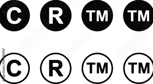 Copyright Trademark Registered Symbols Set Isolated On White Background Keywords: copyright, trademark, registered, symbol, icon