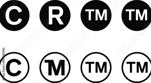 Copyright Trademark Registered Symbols Collection on White Background illustration