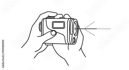 Hands Holding Laser Rangefinder Device for Measuring Distance Outdoors
