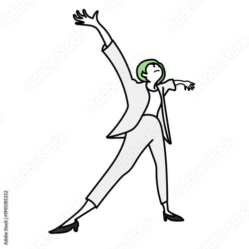 仕事での大きな成果を喜び両手を広げて上を見上げる女性会社員｜ビジネスの成功や目標達成を喜ぶポジティブな働く女性の様子