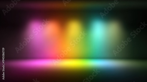 Abstract colorful stage background with spotlights and empty space