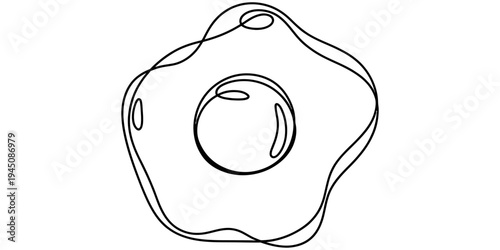 Continuous one line fried egg breakfast food minimal outline illustration