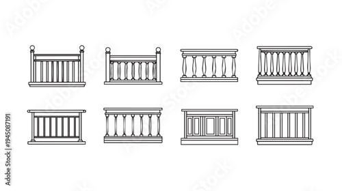 Collection of Balustrade Designs Architectural Elements Vector Set