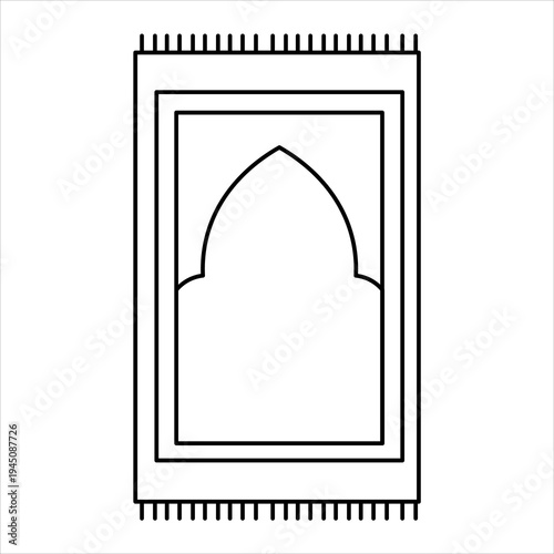 A simple, minimalist line drawing of a prayer mat, often used by Muslims for daily prayers.