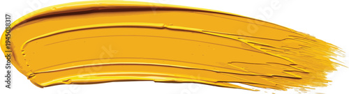 Yellow oil paint stroke isolated on transparent background