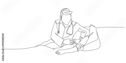 A doctor is checking the condition of a boy patient