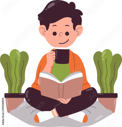 Book Reading Time and Drink Coffee For Digital Detox Mindful Living