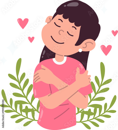 Self Hug Moment In Digital Detox Mindful Living