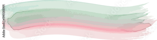 Vector  illustration of Soft Watercolor Brush Stroke with Blended Pastel Green and Pink Isolated on Transparent Background