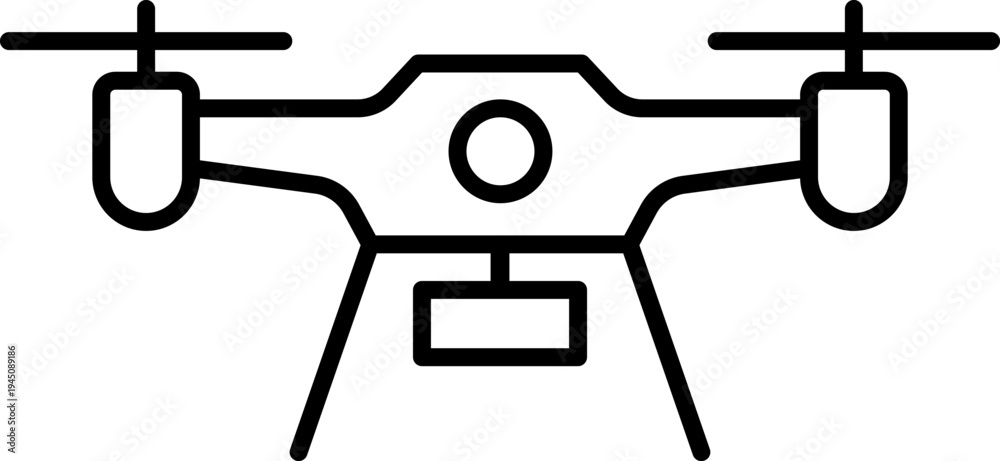 Obraz premium Drone Quadcopter with Camera Line Art Icon
