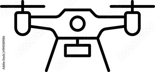 Drone Quadcopter with Camera Line Art Icon
