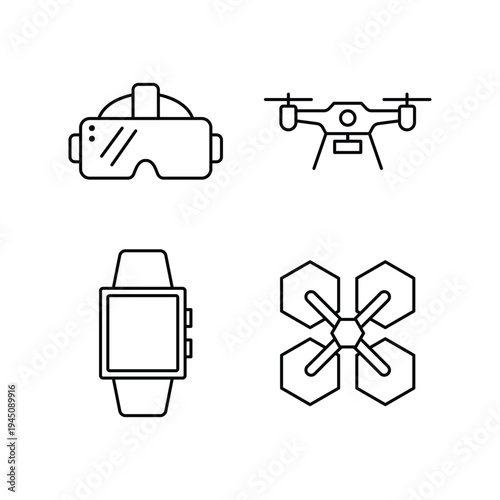 Future Technology and Smart Gadget Line Icon Set