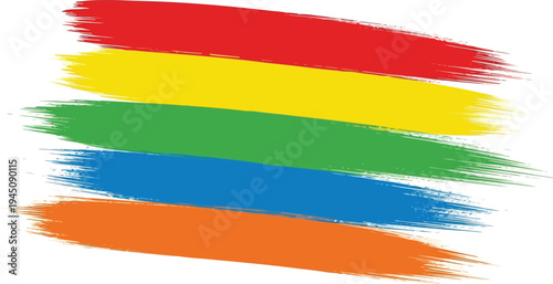 Vector  illustration of Angled Colorful Paint Brushstrokes Isolated on Transparent Background