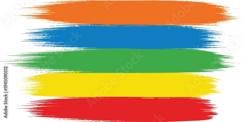 Vector  illustration of Stacked Colorful Paint Brushstrokes Isolated on Transparent Background