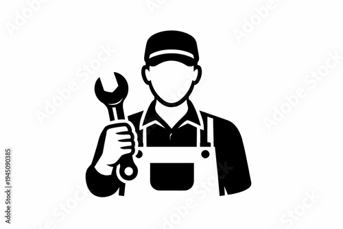 Professional mechanic or technician avatar holding a wrench tool for repair service